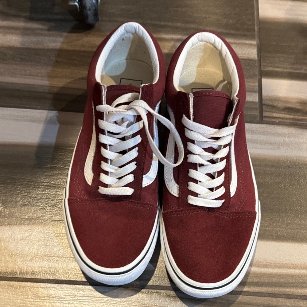 Vans Burgundy and White Sneakers